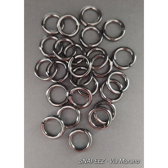 Snapeez II ULTRAPLATE Blackjack Black Nickel Hard Open Jump Ring 12mm Heavy Gauge (Pk 25). Made in USA.