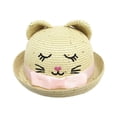 thumbnail image 2 of LRen Little Girl Tea Party Hats Girls Embroidered Cat Ears Sun Hat Wide Brim Summer Beach Visor With Bow for Baby Toddler Khaki, 2 of 7