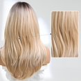 thumbnail image 3 of Blonde Wigs For Women Long Blonde Wig With Bangs Layered Synthetic Hair Wig With Dark Roots (22 Inch), 3 of 3