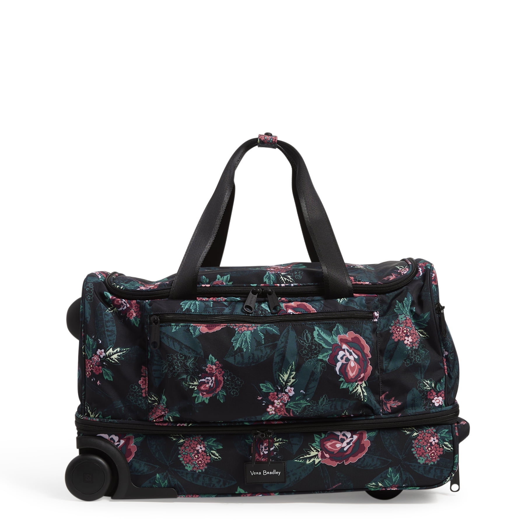 Vera Bradley Women's Recycled Foldable Rolling Duffel Bag Rose Foliage ...