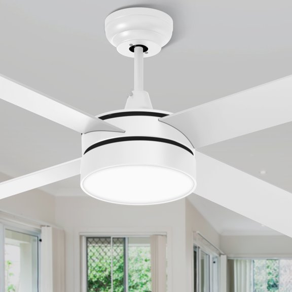 Uforic 48 Inch Ceiling Fans with Light and Remote Control, Modern Wood Fan for Indoor Outdoor with 4 fan blades