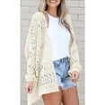 thumbnail image 4 of outfmvch sweaters for women open front crochet knit cardigan sweater loose outwear womens tops womens sweaters beige, 4 of 9