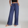 thumbnail image 2 of Aezemi Womens Summer Loose Drawstring Pants Elastic Waist Soft Comfy Palazzo Outdoor Casual Trousers Women Baggy Fashion Workout Walking All Match Bottoms with Pockets XL, 2 of 7
