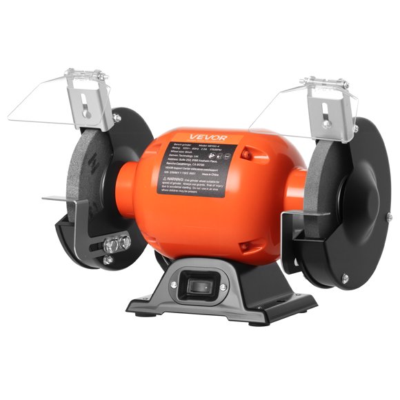 VEVOR Bench Grinder, 6-inch Single Speed Bench Grinder, 1750RPM Low-Speed Table Grinders with 250W 2A Induction Motor, 36/60-Grit Grinding Wheels