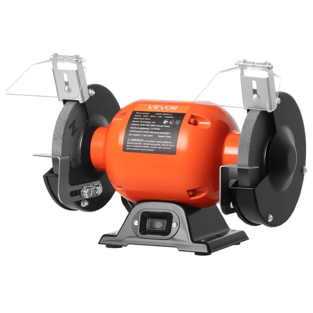 VEVOR Bench Grinder, 6-inch Single Speed Bench Grinder, 1750RPM Low-Speed Table Grinders with 250W 2A Induction Motor, 36/60-Grit Grinding Wheels
