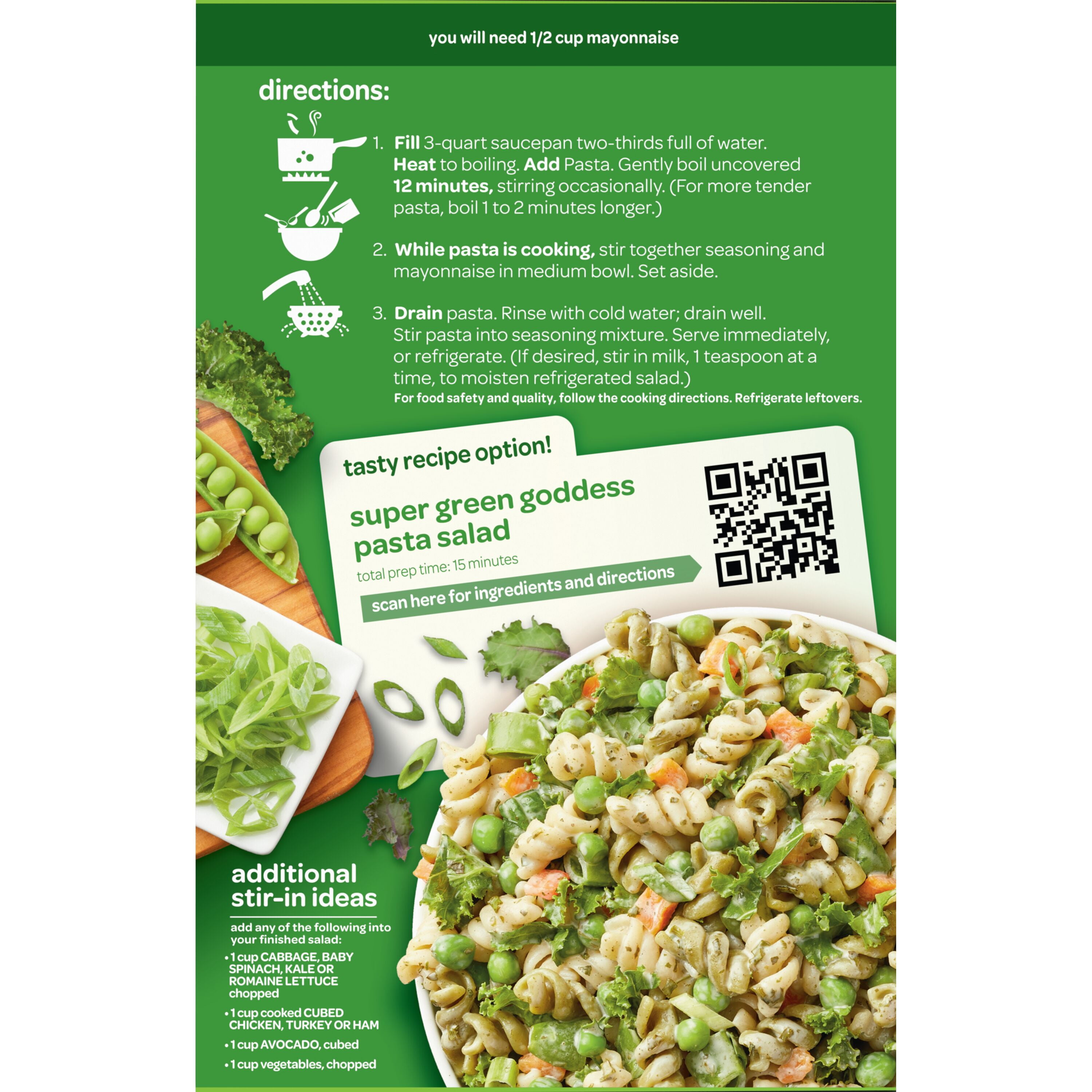 (3 pack) Suddenly Salad Green Goddess Pasta Salad Mix, 7.5oz Box