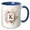Blue/White, variant on 3drose, Floral Letter K Watercolor Pink Flowers Monogram Personal Initial K, 11oz Magic Transforming Mug