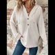 thumbnail image 5 of Sudadera con Capucha de Larga de Punto Gofre para Mujer, con Cordón, Botones, Cuello en V, Informal, con Capucha. XXL, 5 of 9