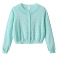 thumbnail image 2 of 8-9 Years Little Kid Girls Cardigan Sweaters School Uniforms Crew Neck Knit Sweater Toddler 4Years -14 Years Light Blue Sweater Coat, 2 of 5