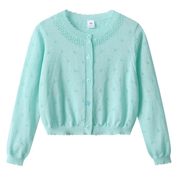 Zanarzt Cardigan Tricoté pour Garçons Chandail pour Enfants Confortable et à la Mode Cardigan Tricoté pour Enfants Couleur Unie Chandail Mince Veste Cardigan Bleu Pâle, 2-3 Ans