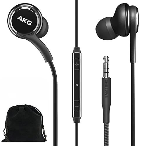 Samsung AKG Earbuds Auriculares internos originales de 3,5 mm con control remoto y micrófono para Galaxy A71, A31, Galaxy S10, S10e, Note 10, Note 10+, S10 Plus, S9 - Trenzados, Incluye bolsa de trans