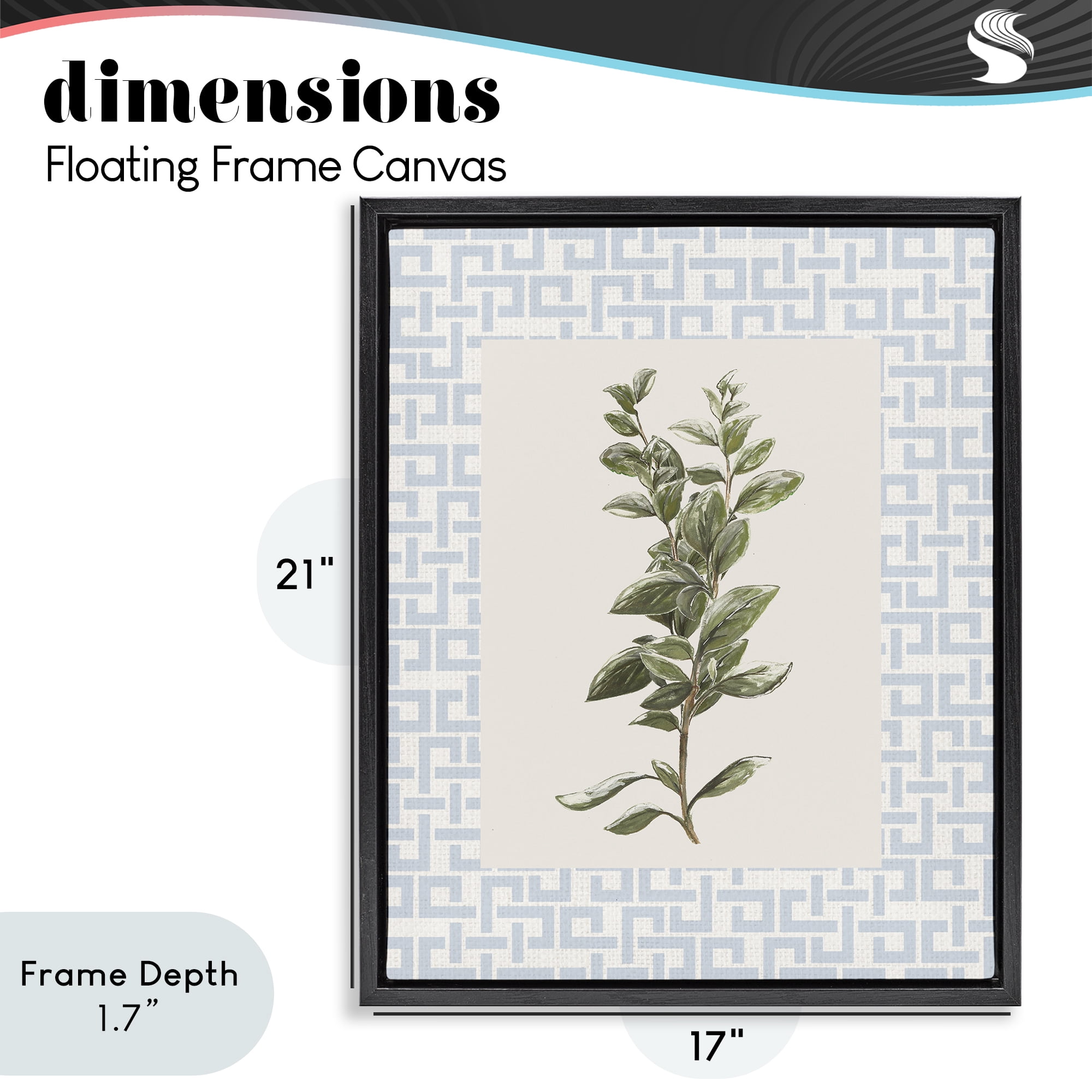 Stupell Industries Fresh Herb on Geometric Black Framed Floater Canvas Wall Art, design by Diannart