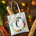 thumbnail image 2 of Set of 2 Reusable Monogram Letter C Personalized Canvas Tote Bags for Women, Floral Design (29 Inches), 2 of 7