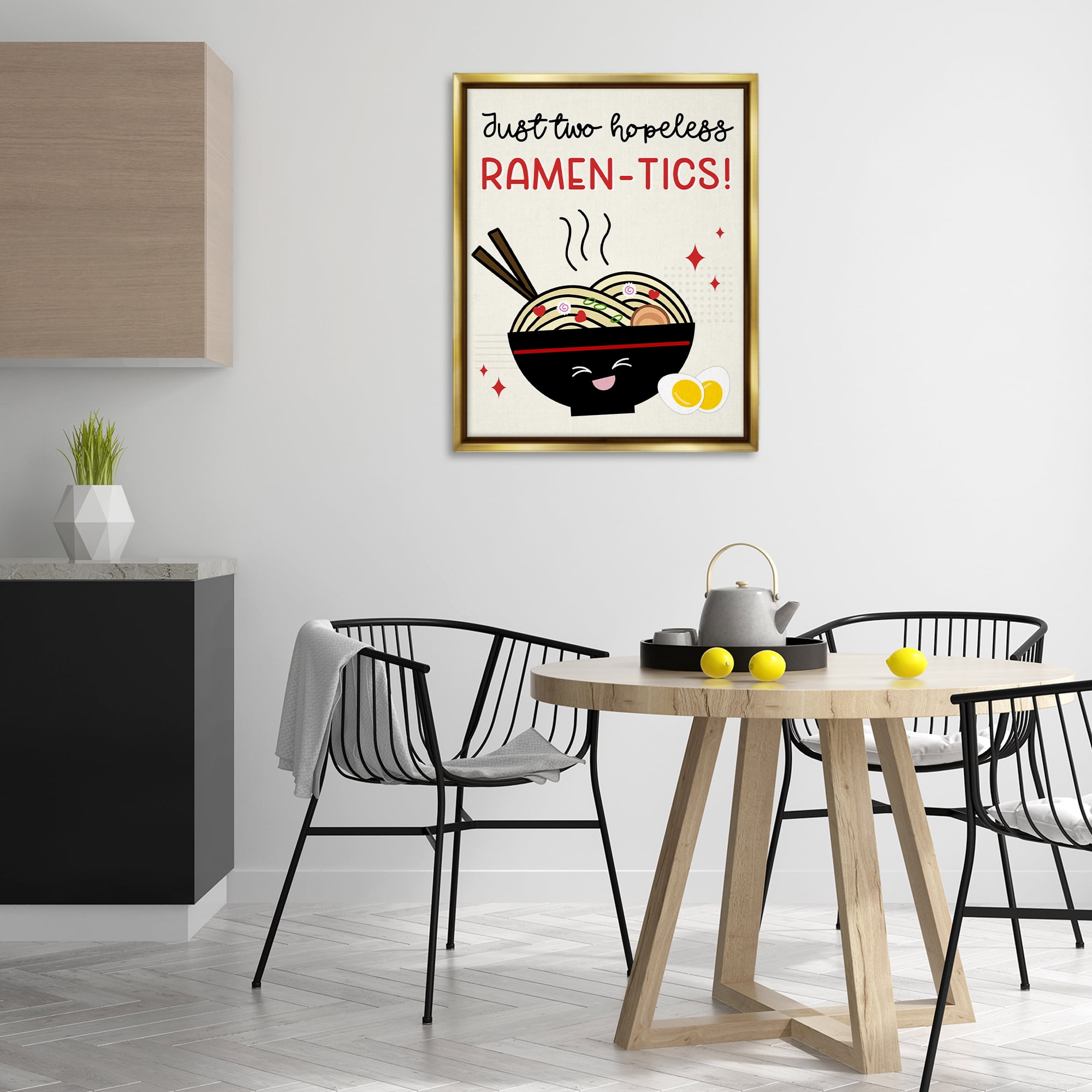 Stupell Industries Two Hopeless Ramen-tics Food & Beverage Painting Gold Floater Framed Canvas Art Print Wall Art, 25 x 31