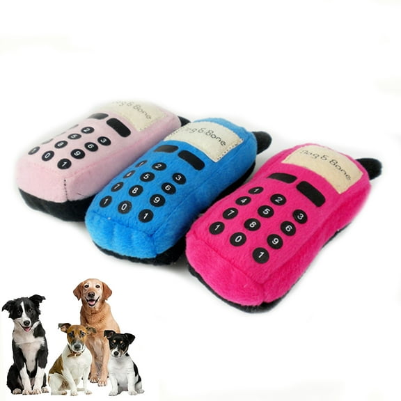 Walbest Dog Chew Toy, Squeaky Dog Toys Squeaky Plush CellPhone Toy Plush Cell Phone Toy Stuffed Animal Puppy Toy Dog Squeaky Toy (Red)