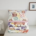 thumbnail image 5 of Kawaii Owl Comforter Set Full Size,Cartoon Owl Floral Bedding Set,Cute Colorful Flower Quilt Bed Set Wildlife Animal Print Down Comforter with 2 Pillowcases, 5 of 7