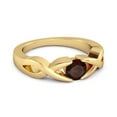 thumbnail image 2 of 925 Sterling Silver Yellow Plated 3.00 Mm Round Garnet Stackable Women Wedding Ring, 2 of 3