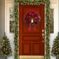 thumbnail image 6 of Christmas Wreath with Red Poinsettias, Illuminated Black Lantern, Red Berries and Bows, Festive Decor for Front Door and Home Decorations - B, 6 of 6