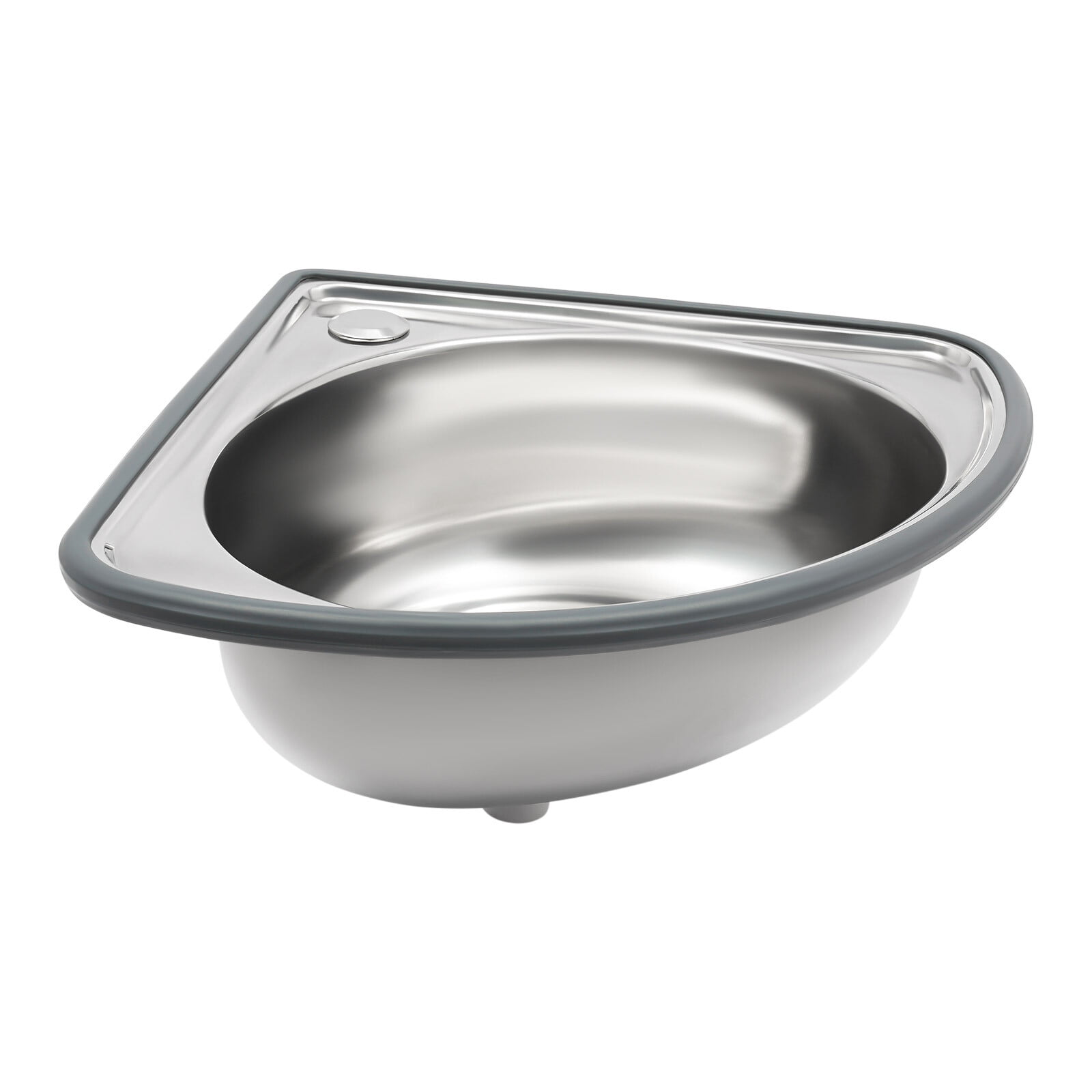 ToppiJoy Stainless Steel Single Bowl Sink, Triangle Wash Basin Thick Small Sink Corner for Kitchen Bathroom Lavatory (Silver)