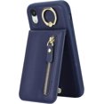 thumbnail image 4 of iPhone XR Phone case Wallet for Women, iPhone XR Phone case with Card Holder with Credit Card with Ring Kickstand Zipper Shockproof Slim Stand Case for iPhoneXR - Blue, 4 of 15