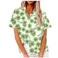 thumbnail image 2 of Gaecuw St.Patrick's Day Womens Short Sleeve Blouses Button Trendy Tshirts Button down Tees Four Leaf Printed T-Shirts Round Neck Shirts Cute Loose Fit Pullover Blouse Tops Irish Clothes Green 2XL, 2 of 5