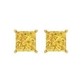 thumbnail image 3 of 3 Ct Princess Cut Studs Yellow Natural Citrine 14K Yellow Solid Solid Gold Everyday Dainty Earrings Screw Back, 3 of 7
