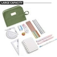 thumbnail image 5 of Big Capacity Pencil Case Canvas Large Storage Pouch Pen Holder Simple Stationery Bag - dark green, 5 of 6