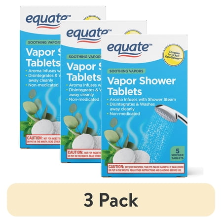 (3 pack) Equate Vapor Shower Tablets - Non-Medicated - Eucalyptus & Menthol Scented Steamers - 5 Count