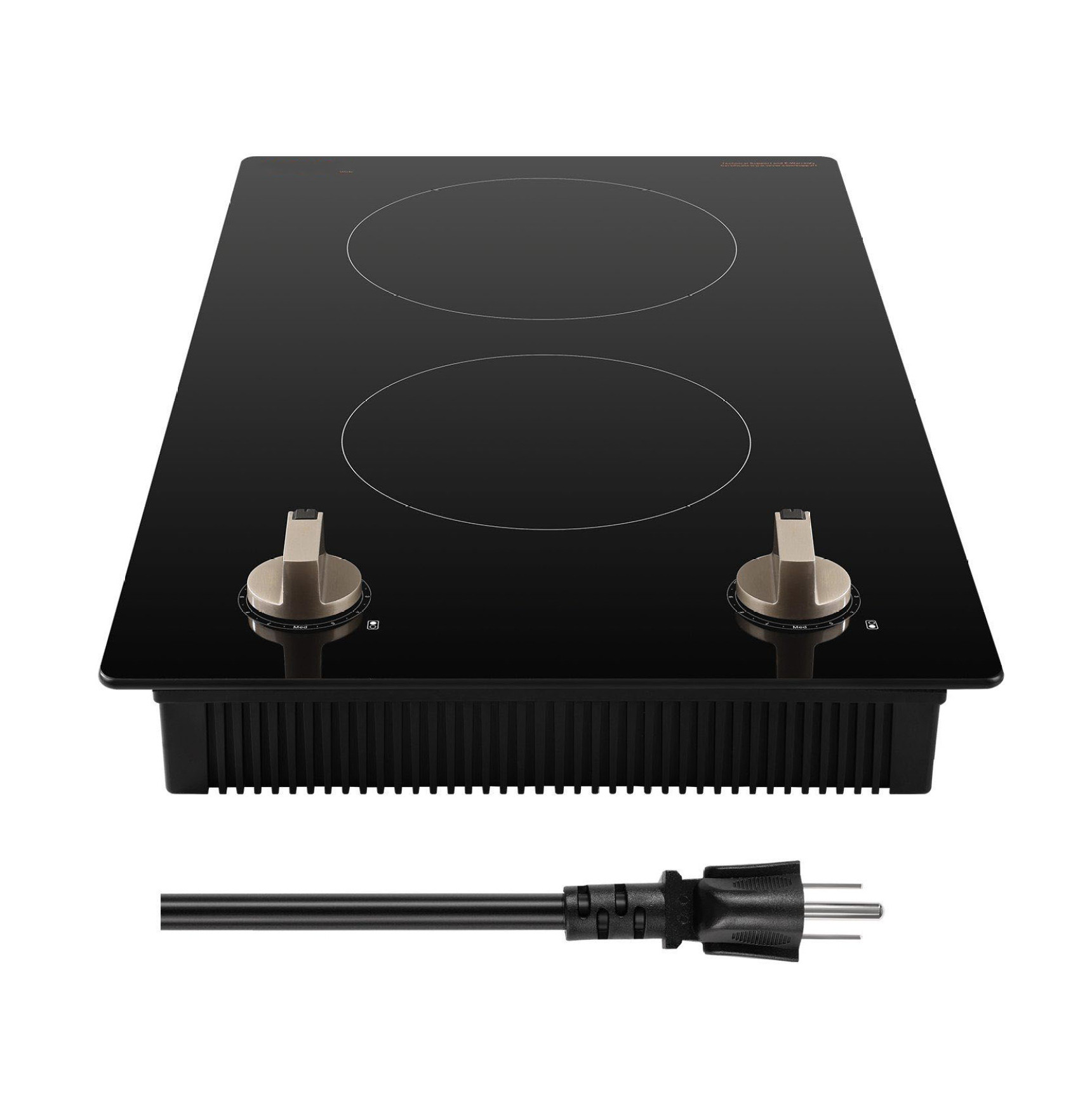 1800W 2 Burner Induction Cooktop, Electric Countertop Stove, Knob Control, Built-in Cooktop for Kitchen, 12 Power Levels, Compatible Cookware, Safety Features