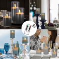 thumbnail image 3 of Juego de velas sin llama de cristal gris, 3 piezas (D: 3"XH: Vela parpadeante con pilas de 4 pulgadas/5 pulgadas/6 pulgadas, vela de columna LED de cera real, con temporizador de control remoto de 10 teclas, para decoración de fiestas y días festivos. Rojo Verde, 3 of 5
