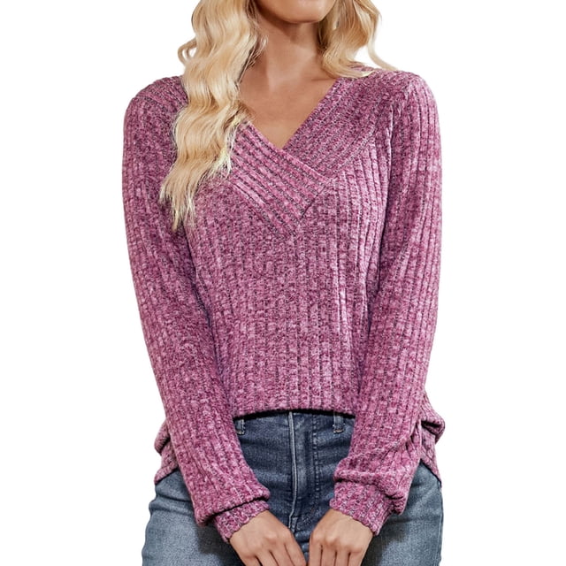 Chandail à Manches Longues Col en V pour Femmes - Confortable pour Toutes les Saisons et Occasions