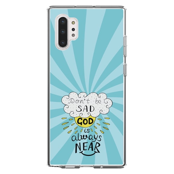 DistinctInk Clear Shockproof Hybrid Case for Galaxy Note 10 PLUS (6.8" Screen) - TPU Bumper, Acrylic Back, Tempered Glass Screen Protector - Don't be Sad, God is Always Near