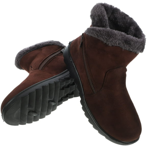 Minkissy Women’s Brown Ankle Snow Boots, Warm Winter Footwear, Simple Design, Comfortable and , 1 Pair
