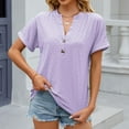 thumbnail image 5 of gakvbuo Womens Tops!Fashion Casual Women's Solid Short Sleeve V-neck Button T-shirt Top Blouse, 5 of 6