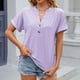 thumbnail image 5 of Fiudx Ofertas Flash Artículos En Oferta Blusa Superior de Camiseta con Botones y Cuello En V de Manga Corta Sólida para Mujer Informal a La Moda, 5 of 6