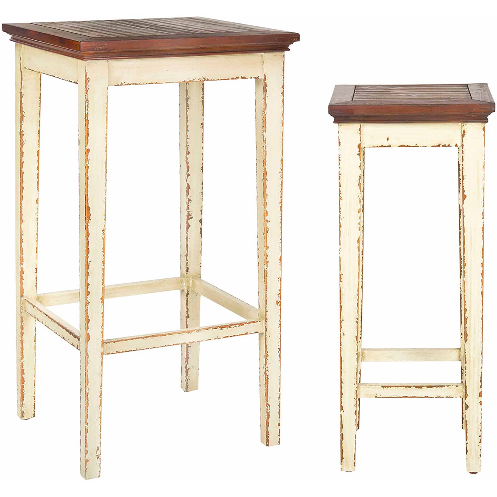 SAFAVIEH Lynne Nesting Rustic Classic Tables, White/Brown, Set of 2