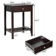 thumbnail image 3 of Costway Nightstand End Table Storage Display Bedroom Furniture Drawer Shelf Beside Brown, 3 of 10