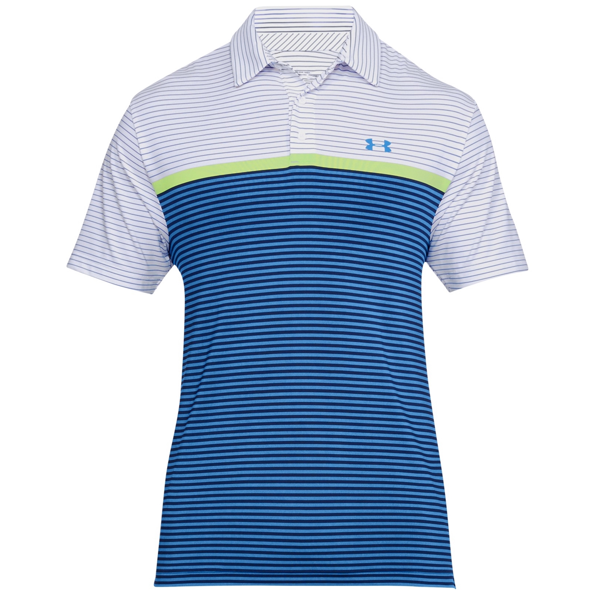 Under Armour Mens Pinstripe Rugby Polo Shirt, Blue, Large