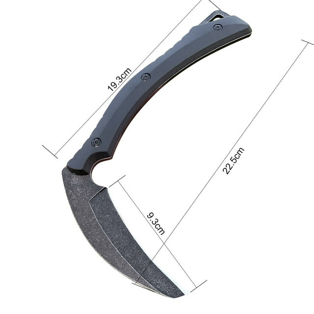Cuchillo de hoja fija, hoz de camping para caza al aire libre, hoja Stonwash, nailon de alta dureza + mango de fibra de vidrio con funda