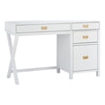 thumbnail image 1 of Linon Peggy Bureau Latéral de Rangement en Bois avec 4 Tiroirs Quincaillerie Or Rose en Blanc, 1 of 20
