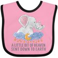 thumbnail image 3 of Inktastic A Little Bit of Heaven Sent Down to Earth Cute Elephants Boys or Girls Baby Bib, 3 of 4