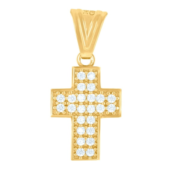 14k Yellow Gold Mens Cubic Zirconia Cross Religious Charm Pendant 20.9x9.6mm Wide Necklace for Men