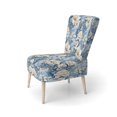 thumbnail image 3 of Designart "Ethereal Flourishing Rococo VII" Chaise d'Appoint Florale Bleue Rembourrée - Fauteuil de Chambre Style Cottage, 3 of 7