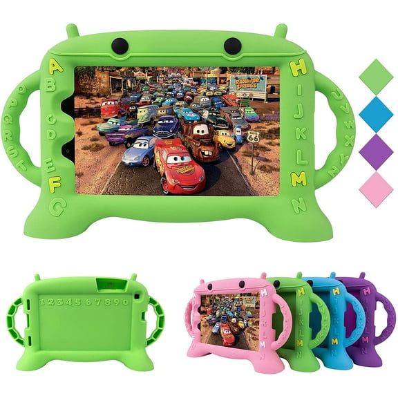 Golden Sheeps Kid Case Compatible for Samsung Galaxy Tab A 8.0 2019 T290 T295 Lovely Cartoon Shockproof Silicone Protective Convertible Handle Stand [BPA Free] (green)