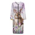 thumbnail image 3 of Yuyamidu Easter Egg Bathrobe for Women Rabbit Robe with Front Zipper Comfortable Mid-Calf Length Robes Size 4XL Female Sleepwear Ladies Long Elegant Night Robes, Purple, 3 of 7