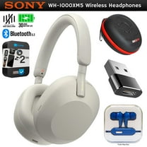 Sony WH-1000XM5 Wireless Industry Leading Noise Canceling Headphones, Silver Bundle with 2 YR CPS Extended Warranty, Mizco Travelocity In-Ear Headphone, Deco Gear Hard Case and Type C Adapter
