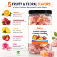 thumbnail image 2 of Assorted Fruit Flavored Turkish Delight Gummy Candies, Individually Wrapped Vegan Soft Chewy Candy, Orange Pomegranate Lemon Strawberry Rose Flavors, Product of Türkiye, 2 lb (907g), 2 of 5