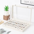 thumbnail image 4 of Coward 100 Slots Ring Holder Organizer Display Case Box, Rings Tray with Glass Lid, Jewelry Storage Tray with Glass Lid for Women(Beige), 4 of 8