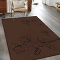 thumbnail image 3 of Brown Flowers 3'x5' Washable Rug, Japanese Abstract Floral Plants Simple Art Non-Slip Area Rugs for Entryway Kitchen Classroom, StainResistant Dorm Throw Carpet, Low Pile Soft Indoor Floor Mat, 3 of 9