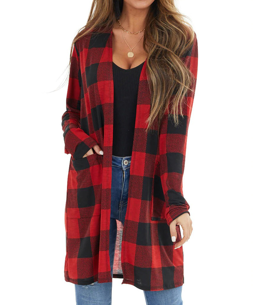 buffalo plaid cardigan sweater
